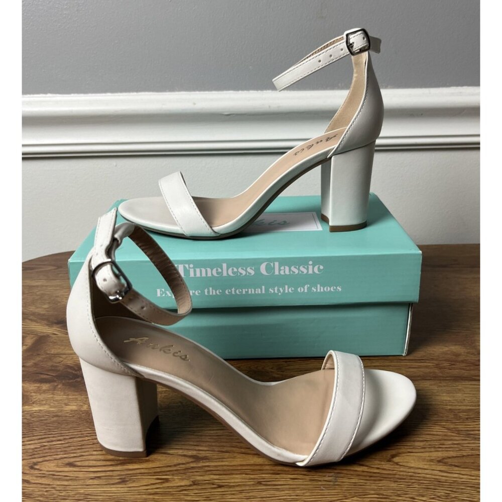 Ankis Heels for Women Open Toe Ankle Strap Chunky Heel Sandals Size 6